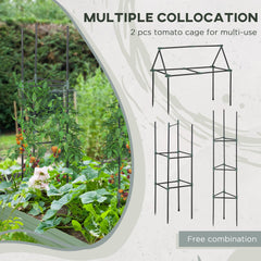 6' x 3' x 1' Raised Garden Bed with 2 Trellis Tomato Cages, Steel Frame Elevated Planter Box, Black