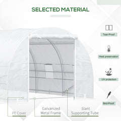20x10x7ft Heavy Duty Tunnel Walk-in Greenhouse Outdoor Backyard Seed Plant Vegetables Grow Warm House White