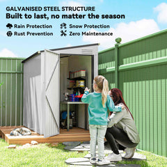 4' x 8' Outdoor Storage Shed Lean to Shed Outdoor Metal Tool Shed with Lockable Door and Air Vents, Light Grey