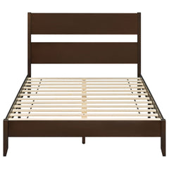 Queen Bed Frame with Headboard and Solid Wood Legs 12 Slats-Dark Walnut