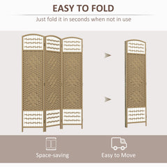 4 Panel Folding Room Divider, Portable Privacy Screen, Wave Fiber Room Partition for Home Office, Black