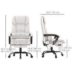 6-Point Vibration Massage Chair, Height Adjustable Reclining Computer Chair with Retractable Footrest, Black