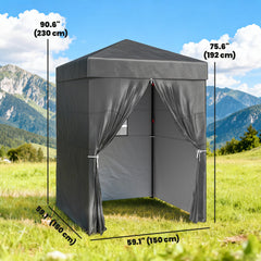 4 x 4 ft Compact Pop Up Canopy Tent, UPF 50+ Changing Room, Portable Instant Privacy Canopy with Mesh Window, Black