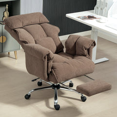Desk Chair, Computer Office Chair with Footrest, Adjustable Backrest and Headrest, Black