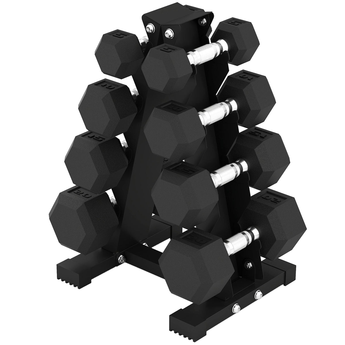 100 LBS Hex Dumbbell Set with Rack, Rubber Coated Weights with Non-Slip Handles for Home Gym Strength Training