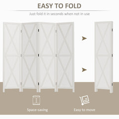 4-panel Wall Partition Farmhouse Room Separator with Foldable Design Wooden Frame 5.6FT, Walnut