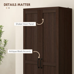 63" Kitchen Storage Cabinet, 5-tier Pantry Cabinet with Doors and Adjustable Shelves for Dining Room, Black