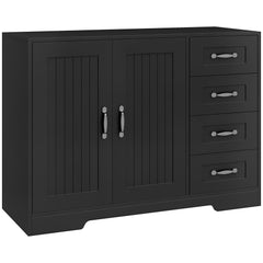 Modern Sideboard Buffet Cabinet with Drawers and Beadboard Door Cupboard Kitchen Storage Cabinet White