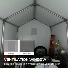 7' x 12' Outdoor Storage Shed Portable Garage with Roll-up Door for Motorcycle, Bike, Garden Tools, Beige