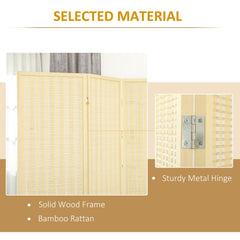 Woven Bamboo Room Divider, 4 Panel Folding Indoor Privacy Screens for Home Office, 71"x71"x0.6", Natural