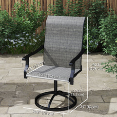 Outdoor Swivel Dining Chairs Set of 2, High Back Swivel Chairs with All Weather Mesh for Deck, Backyard, Poolside, White