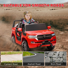 12V Toyota LAND CRUISER Licensed Kids Car w/ Remote Control, Four Wheel Spring Suspension, Soft Start, LED Light, Red