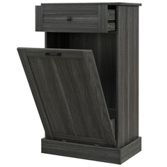 Kitchen Tilt Out Trash Bin Cabinet, Free Standing Recycling Cabinet, Trash Can Holder with Drawer, White