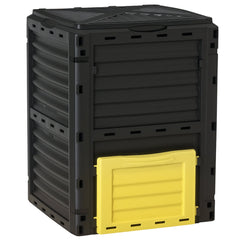 Garden Compost Bin Large Outdoor Compost Container 80 Gallon Fast Creation of Fertile Soil Aerating Compost Box, Easy Assembly, Black