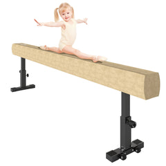 7.5ft Adjustable Balance Beam, Gymnastics Beam with Wheels, Gymnastics Equipment for 6+ Years Old Training