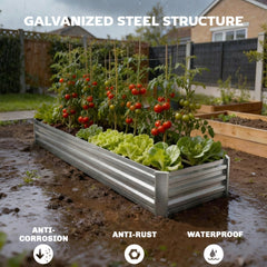 8'x2'x1' Galvanized Raised Bed, Large Elevated Planter Box for Growing Flowers, Herbs and Vegetables, Dark Grey