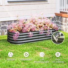 4.9 x 2 x 1ft Galvanized Raised Garden Bed Kit, Metal Planter Box with Safety Edging, Black