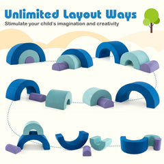 Rainbow Arc Climber Playset Foam Climbing Blocks with Machine Washable Covers-Multicolor