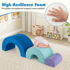 Rainbow Arc Climber Playset Foam Climbing Blocks with Machine Washable Covers-Multicolor