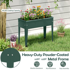 Raised Garden Bed Elevated Metal Gardening Box with Legs-Green