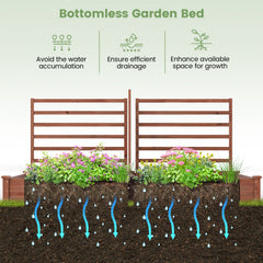 Raised Garden Bed with 2 Planter Boxes and 3 Trellis-Brown