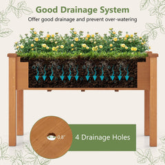 Raised Garden Bed with Legs and Drainage Holes for Backyard-Brown