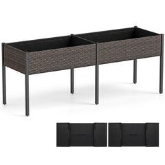 Raised Garden Bed with Legs and Removable Liner for Vegetables Herbs Patio-Brown