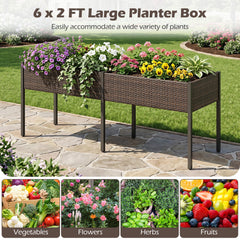 Raised Garden Bed with Legs and Removable Liner for Vegetables Herbs Patio-Brown