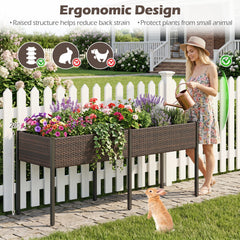 Raised Garden Bed with Legs and Removable Liner for Vegetables Herbs Patio-Brown