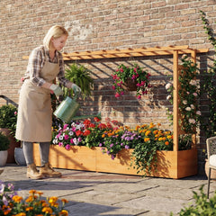 Raised Garden Bed Planter Box with Lattice Trellis Drainage Holes