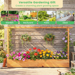 Raised Garden Bed Planter Box with Lattice Trellis Drainage Holes