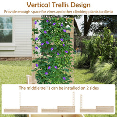 Raised Garden Bed with Trellis 87 Inch Wooden Elevated Planter with 2 Planter Boxes-Natural