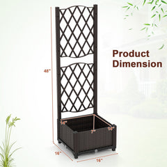 Raised Garden Bed with Diamond Trellis in Coffee, Self Watering Planter for Climbing Plants