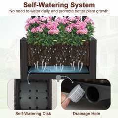 Raised Garden Bed with Diamond Trellis in Coffee, Self Watering Planter for Climbing Plants