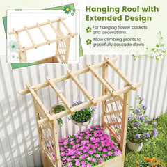 Raised Garden Bed Wooden Elevated Planter Box with Hanging Roof-S
