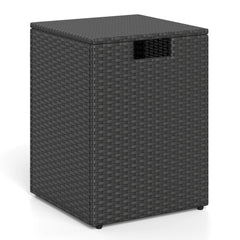 Rattan Propane Tank Cover Patio Hideaway Tank Side Table-Black