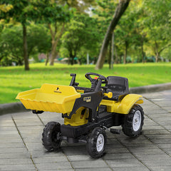 Ride on Tractor for Kids, Pedal Construction Car with Front Loader Digger for 3 Years Old, Yellow
