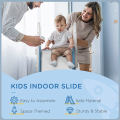Toddler Slide Indoor for Kids 1.5-3 Years Old, Space Theme Climber Slide Playset, Blue
