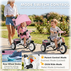 6 in 1 Tricycle for Toddler 1-5 Years with Parent-Push Handle, Dark Blue