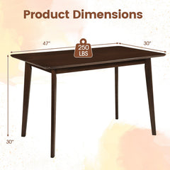 Rectangle Dining Table for 4-6 People 47 inches Kitchen Table-Walnut