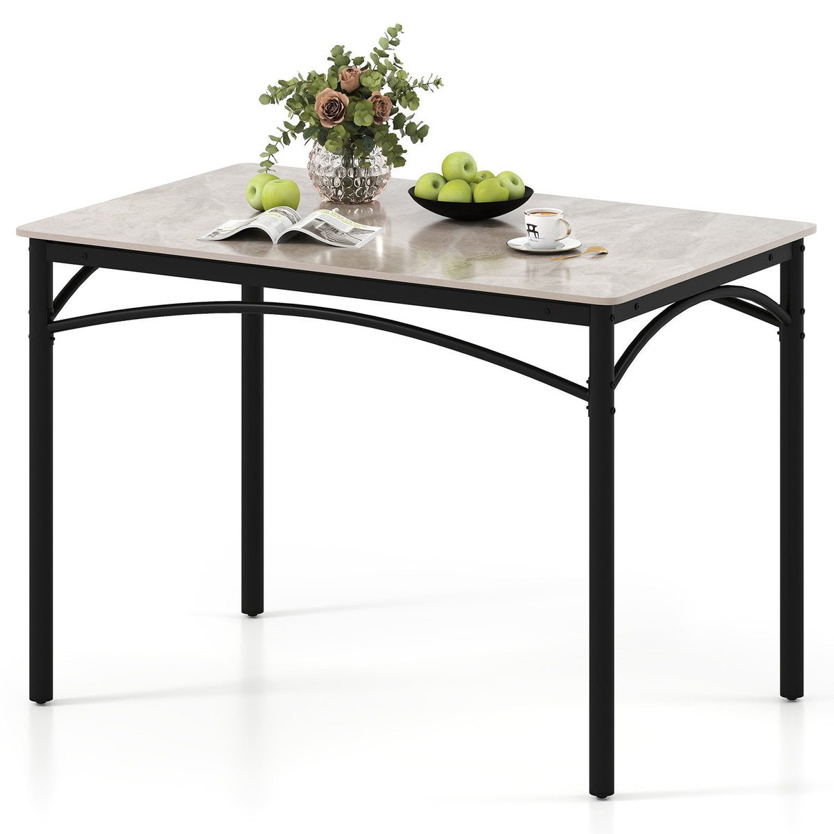 Rectangular Modern Sintered Stone Dining Table for 4 People-Grey
