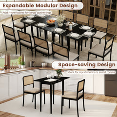 Rectangular Wooden Dining Table for 2-4 34 Inch Farmhouse Solid Wood Kitchen Table-Black