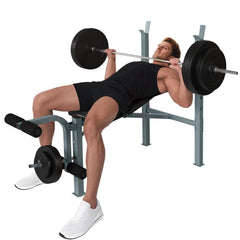 Incline Decline Weight Bench with Leg Extension and Barbell Rack, Adjustable Bench Press Weight Lifting Bench
