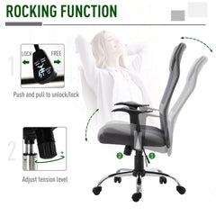 Ergonomic Office Chair with Thick Padded Headrest, Mesh Computer Desk Chair with Tilt Function, Armrest, Black
