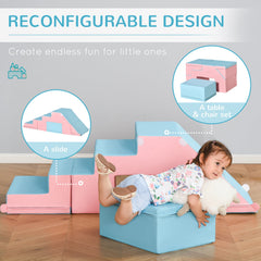 2-Piece Soft Play Kids Foam Play Se for Crawl and Climb, Light Blue