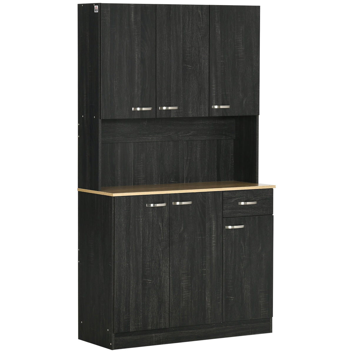 71" Modern Buffet with Hutch, Standing Kitchen Hutch with Storage Cabinets, Drawer, Open Space with Microwave Stand, White