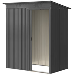 5.2' x 3.5' Outdoor Storage Shed, Easy to Assemble Metal Garden Shed, for Backyard, Lawn, Patio, Dark Grey