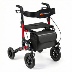 Rollator Walker for Seniors Folding Rolling Walker with Seat-Red