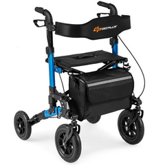 Rollator Walker for Seniors Folding Rolling Walker with Seat-Red