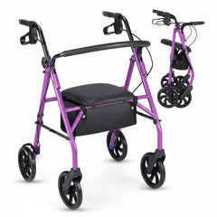 Rollator Walker with Seat and Height Adjustable Handles-Purple